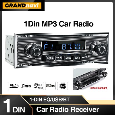 Grandnavi Din Radio samochodowe Odtwarzacz MP3 Klasyczny samochodowy Retro Audio Stereo Obsługa FM AUX EQ Wejście USB Wejście Bluetooth Dla Benz
