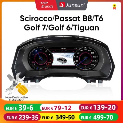 Cyfrowy wyświetlacz Junsun do VW Passat B8 B6 Golf Scirocco Golf Tiguan Golf T6 LCD Panel Instrumencji Samochodowych Wirtualny Kokpit