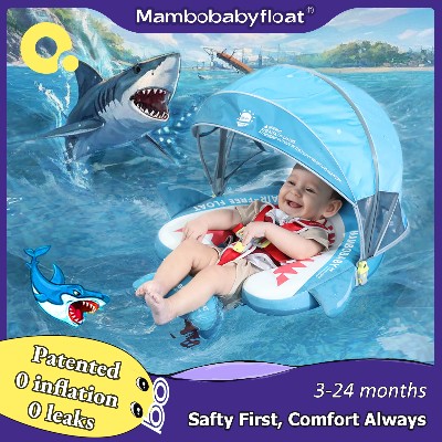 Mambobaby Float Safe Solid Core Comfort Przyjazny dla skóry design daszkiem Dziecięcy pierścień do pływania Pływak do basenu dla maluchów Pierścień do pływania dla niemowląt