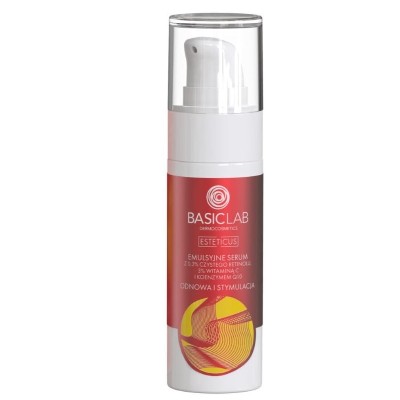 BasicLab Emulsyjne Serum 03 Czystego Retinolu Witaminą Koenzymem Q10 Odnowa Stymulacja Kremy do twarzy 30 ml