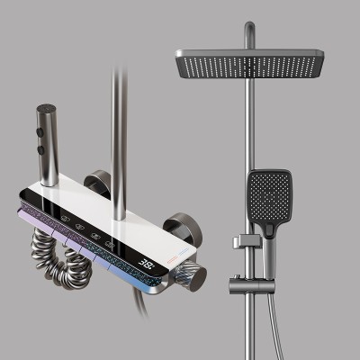 Wysyłka UE Zestaw prysznicowy do łazienki zestaw wannowy bateria prysznicowa ciepła zimna światło LED cyfrowa bateria mosiężna zestaw prysznicowy