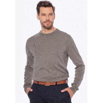 Sweter męski bawełny domieszką kaszmiru ciemny beż