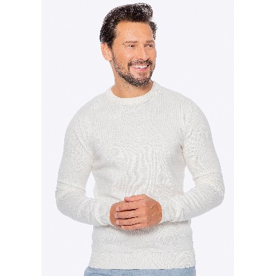 Sweter męski bawełny domieszką kaszmiru kremowy