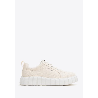 Damskie sneakersy na platformie jasny beż