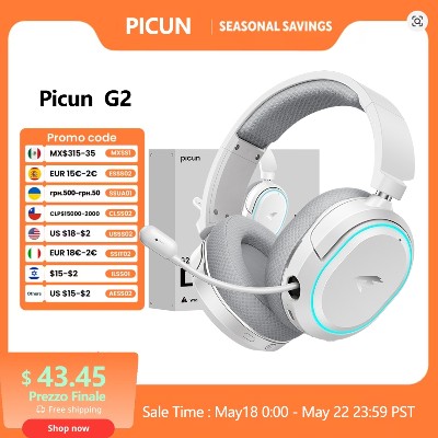 Picun G2 Bezprzewodowy zestaw słuchawkowy Bluetooth 24 GHz do gier na PC PS4 PS5 Przełącznik telefoniczny ms Niski czas oczekiwania Przewodowy zestaw słuchawkowy 71 surround Mikrofon ENC