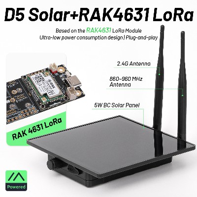 Urządzenie D5 Solar Meshtastic modułem bezprzewodowym RAK WisBlock RAK4631 LPWAN wodoszczelny IP66 solarny węzeł repeater do LoRa Meshtastic