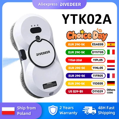 Robot do czyszczenia okien DIVEDEER silnik bezszczotkowy duża moc ssania rozpylacz elektryczny zabezpieczenie przed upadkiem zdalne sterowanie odkurzacz