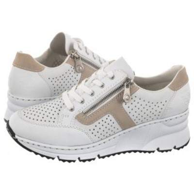 Sneakersy BiałeBeżowe N630480 RI77a Rieker