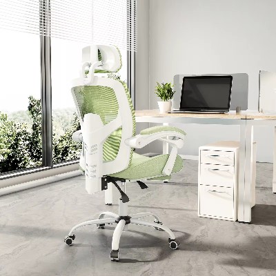 JHK ergonomiczne rozkładane siatkowe krzesło wysokim oparciem salon bujane krzesło do gier biurko komputerowe obrotowe Rolling poduszka podtrzymująca lędźwie