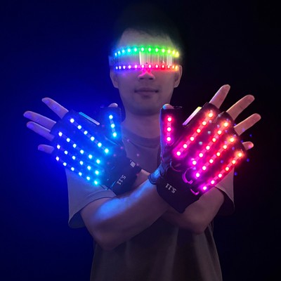 Rękawice blask lampy LED na USB do ładowania zmiany koloru rękawice Rave migające na palcach zapalają kostium wrony impreza djem wystrój
