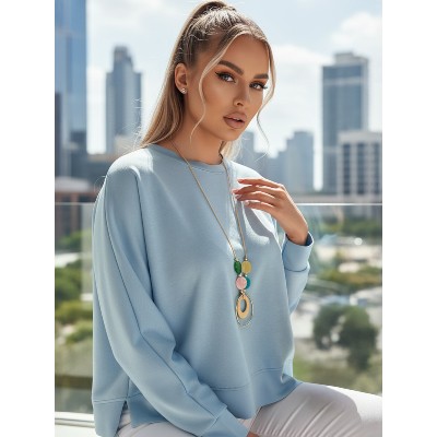 Bluzka damska masełko oversize wisiorkiem NUBISS błękitna Dstreet RY2803