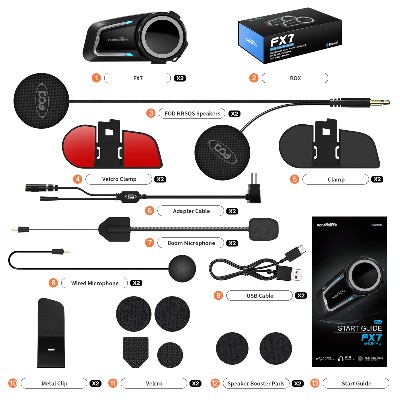 szt Fodsports FX7 Mesh Motocyklowy Interkom Bluetooth Zestaw Słuchawkowy do Kasku BT54