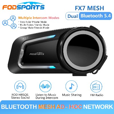 Zestaw słuchawkowy Bluetooth Fodsports FX7 Mesh Intercom do zestawów słuchawkowych do kasku motocyklowego 10 zawodników Communicador Moto radio FM udostępnianie muzyki