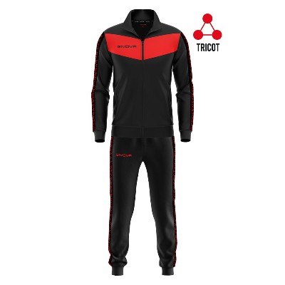GIVOVA dres sportowy męski komplet bluza spodnie Triacetato czarnyczerwony