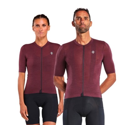 Koszulka krótkim rękawem Unisex Merinos Perf Gravel Bordowa
