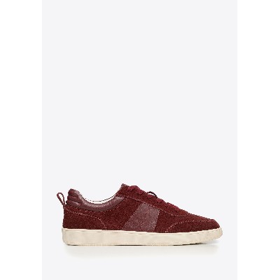 Damskie sneakersy ze skóry zamszowej bordowe