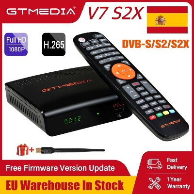 Odbiornik telewizji satelitarnej GTMEDIA V8 Turbo DVBSS2S2XTT2C TDT HD M3UCCAM slot na kartę CA VCMACM HEVC10bit TV Box dostępny Hiszpanii