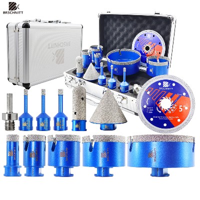 Zestaw wierteł diamentowych BRSCHNITT 12 szt Tarcza tnąca Frez do płytek Granit Marmur Kamień M14 Wiertło otwornica Frez diamentowy do fazowania