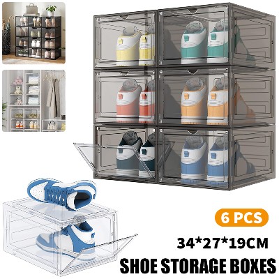 szt12 szt Przezroczyste pudełka na buty składane pojemniki na obuwie plastikowe pudełka do przechowywania butów pyłoszczelne pudełka na sneakersy organizer na buty