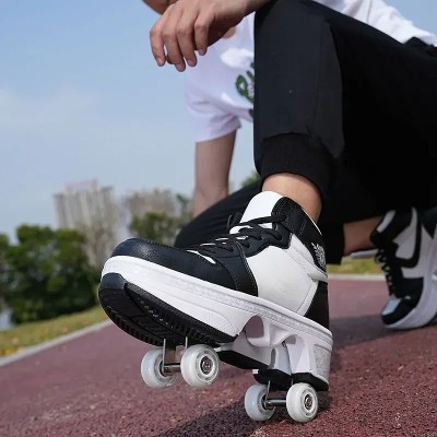 NOWE dziecięce sportowe wrotki deformacyjne buty czterokołowe wrotki dla dorosłych buty uciekające studenckie koło deformacyjne