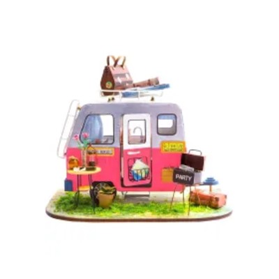 Składany Drewniany Model LED Camper