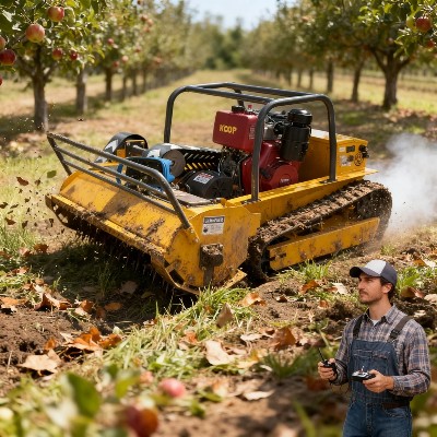 Dostosowywana certyfikowana CE EPA zdalnie sterowana samojezdna kosiarka robotyczna młotkami do cięcia rozdrabniania trawy idealna do sadów gospodarstw rolnych trawników