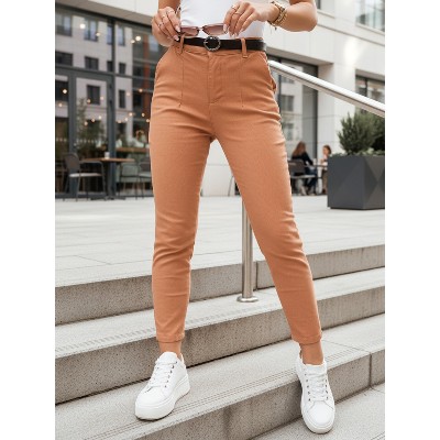 Spodnie damskie slim fit paskiem TAIRONIK ceglane Dstreet UY2543