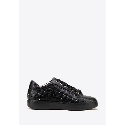 Damskie sneakersy skórzane pikowaną cholewką