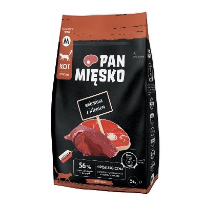 PAN MIĘSKO Wołowina jeleniem dla kotów chrupki kg