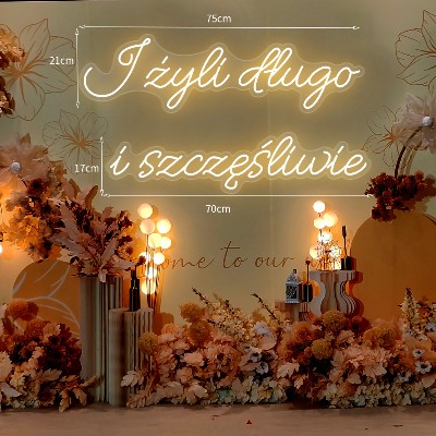 LED yli długo szczęśliwie Duży 75 cm niestandardowy neon LED Neon Sign żyły szczęśliwy zawsze po znaku do dekoracji wnętrz na wesele urodziny
