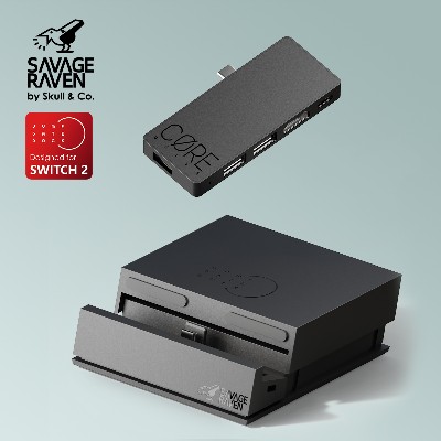 Savage Raven od Skull Co Jumpgate Dock USB Hub Przenośna Stacja Dokująca Podstawką dla Nintendo Switch OLED