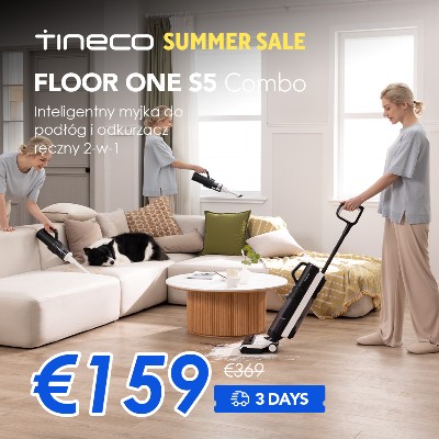 Tineco Floor One S5 Combo nteligentny odkurzacz do pracy na mokro sucho technologią iLoop odkurzacz do pracy na mokro odkurzacz do sierści zwierząt do podłóg twardych wyświetlacz LED