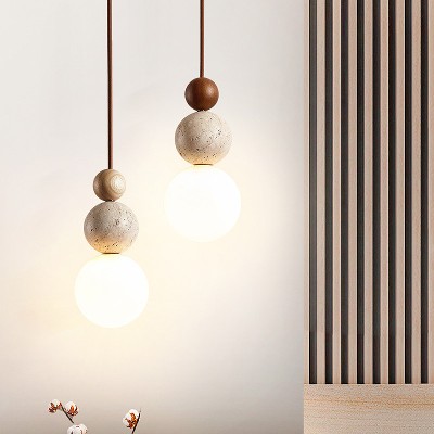 Lampa wisząca Luma Cream Style Yellow Travertine lampy wiszące naturalnego kamienia drewna do sypialni na stolik nocny do restauracji nad wyspę kuchenną