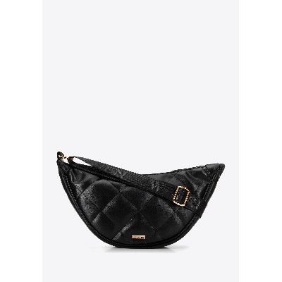 Damska torebka crossbody geometryczne przeszycia czarno