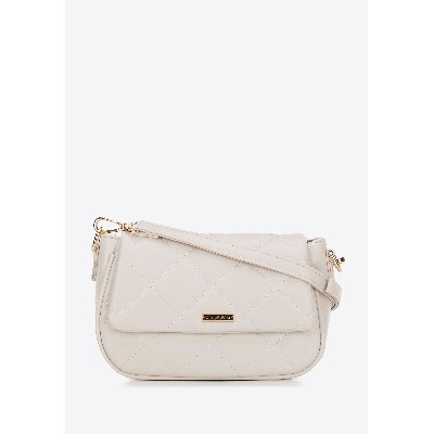 Damska crossbody ekoskóry przeszycia kremowa