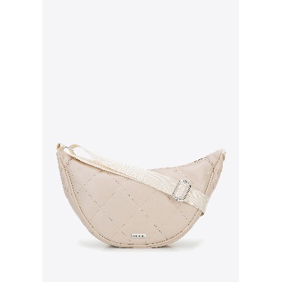Damska torebka crossbody geometryczne przeszycia kremowo