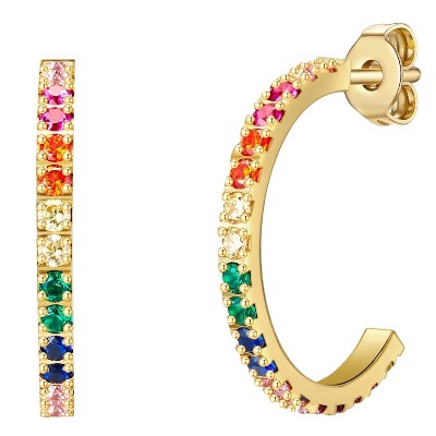 EASTSIDE Kolczyki kreole ze stali szlachetnej Stal szlachetna Cyrkonia złoto ct Damski