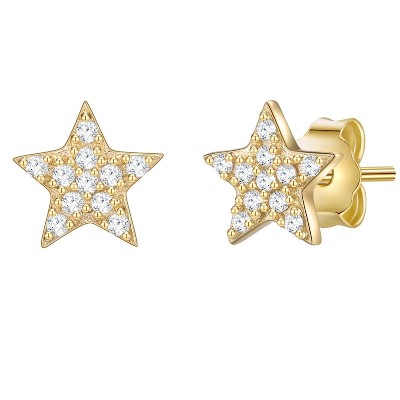 Glanzstücke München kolczyki sztyfty Gwiazda srebro wysokiej próby Cyrkonia złoto Kolczyki ct Damski