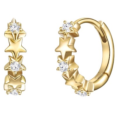 Glanzstücke München kolczyki kreole Gwiazdy srebro wysokiej próby Cyrkonia złoto Kolczyki ct Damski