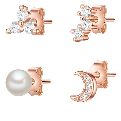 Glanzstücke München kolczyki sztyfty srebro wysokiej próby Cyrkonia Perła hodowlana słodkowodna złoto Kolczyki ct Damski