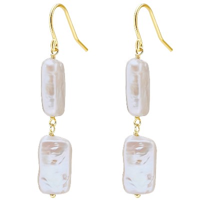 Valero Pearls Kolczyki wiszące perłą srebro wysokiej próby Perła hodowlana słodkowodna złoto ct Damski