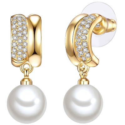 Lulu Jane Stop metali Szkło Sztuczna perła Kolczyki małe koła ct Damski