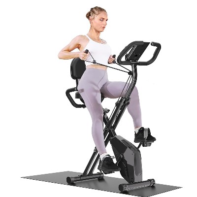 Składany rower treningowy Rower treningowy oporowy czujnikami tętna LCD Stacjonarny rower fitness do jazdy na rowerze pomieszczeniach