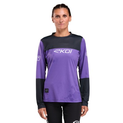 Koszulka MTB damska długim rękawem EKOI Perf Violet
