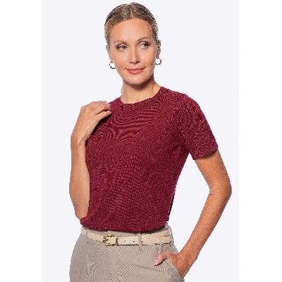 Sweter damski krótkim rękawem bordowy