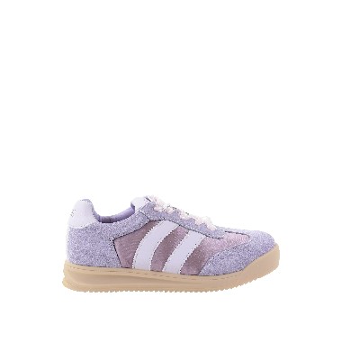 Damskie skórzane sneakersy oldschool ozdobną sznurówką filoetowe GOE TT2N4059