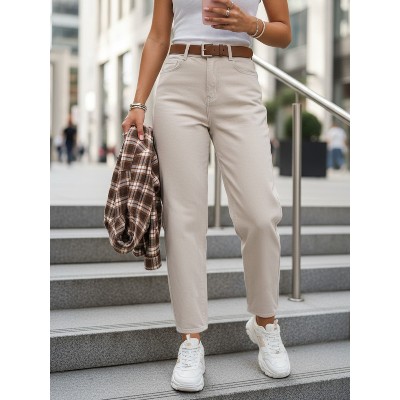 Jeansy damskie wysokim stanem mom fit paskiem Dstreet UY2918