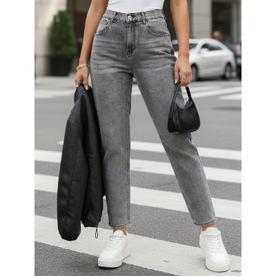Jeansy damskie mom fit wysokim stanem DSTREET UY2890