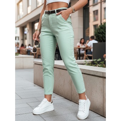 Spodnie damskie slim fit paskiem TAIRONIK miętowe Dstreet UY2541