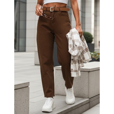 Spodnie damskie wysokim stanem mom fit paskiem Dstreet UY2920